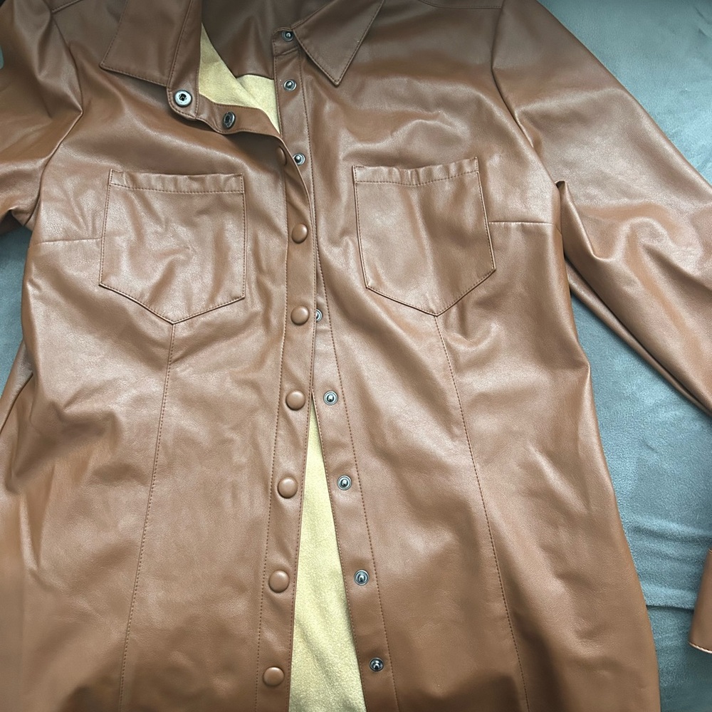 Brown faux Leather Women's shirt/Jacket